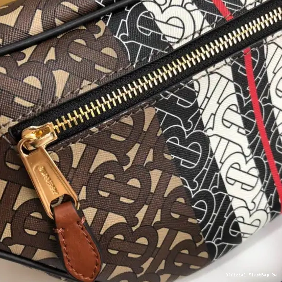 Official First Bag Ru BURBERRY E-CANVAS BUM BAG STRIPE TMONOGRAM PRINT 0527